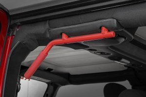 Jeep Wrangler Grab Handles - Front + Rear - Rough Country - Solid Steel - Red - '07-'10